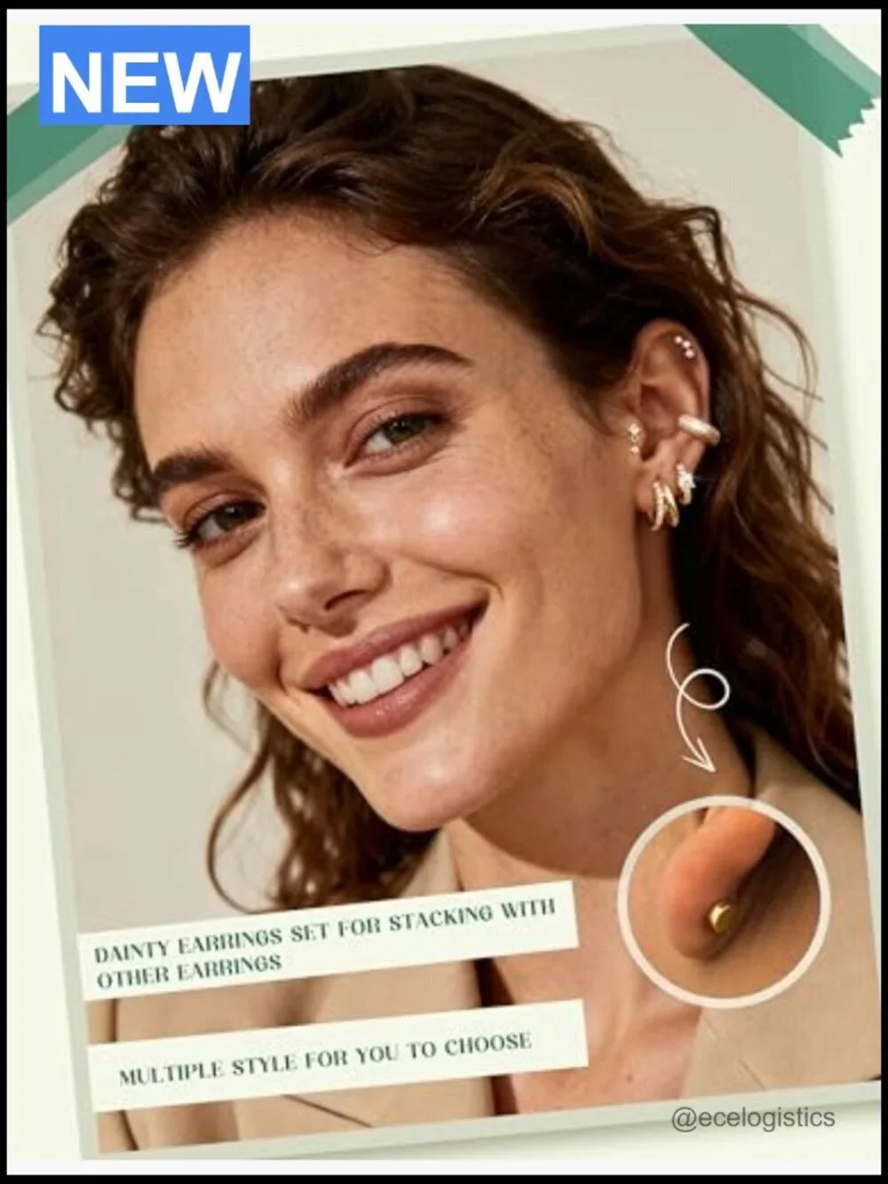 Hypoallergenic Gold Earrings Stack for Women - 7 Pairs Surgical Steel Hoops &